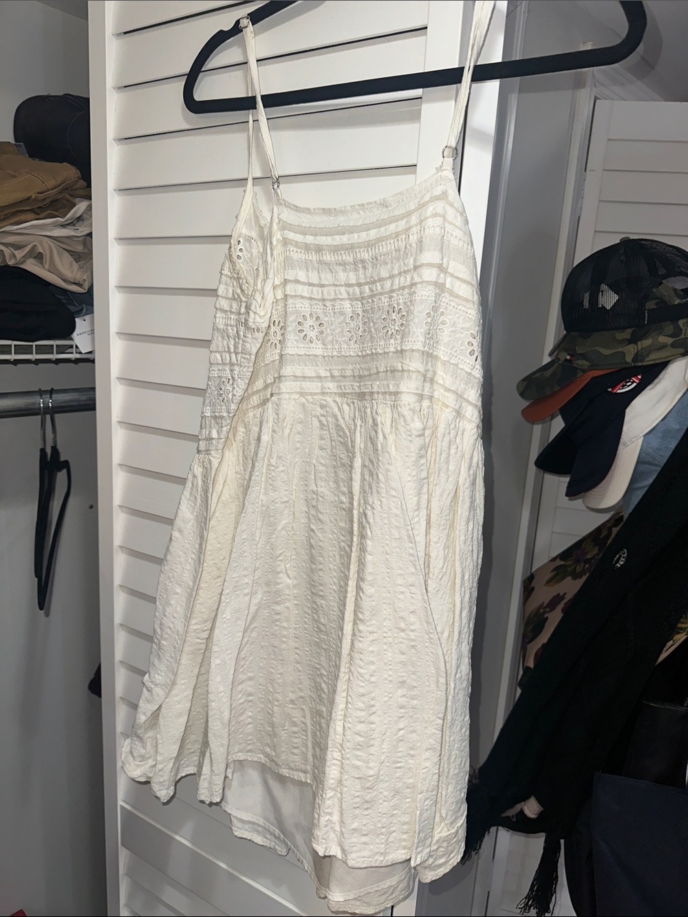White Eyelet Boho Spaghetti Strap Sundress